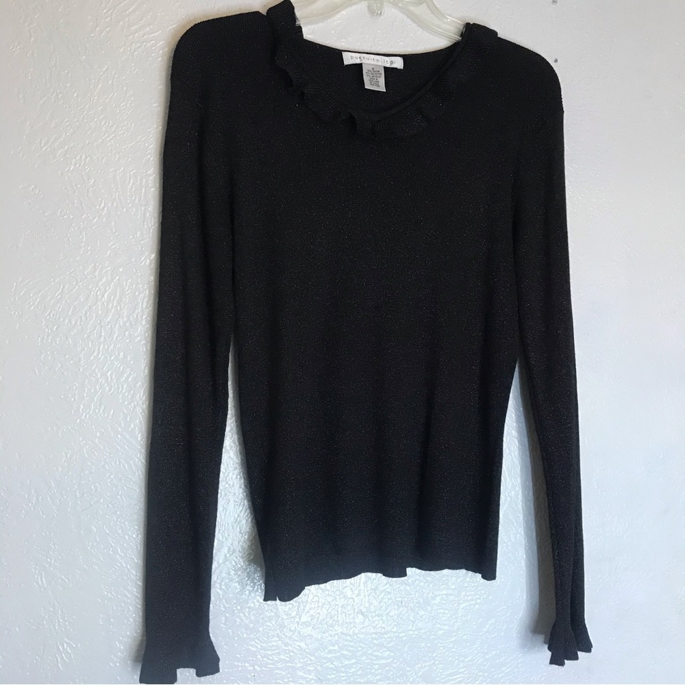 Pursuits Ltd metallic ruffled neck top S